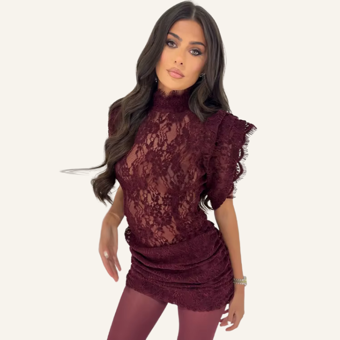 Malika Lace Sheer Party Dress