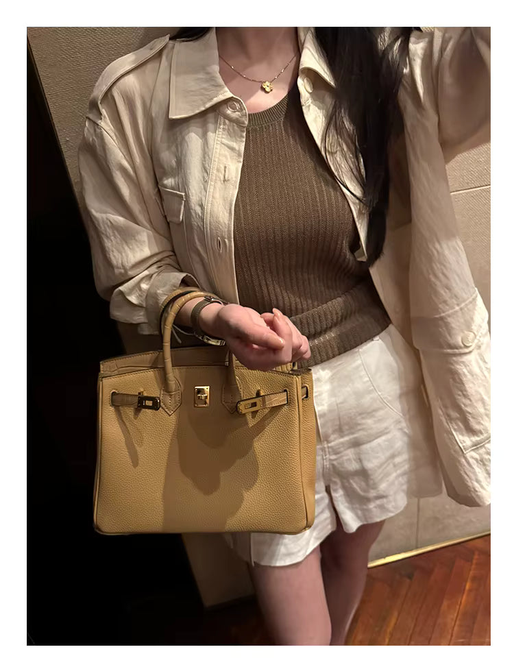 Milktea Matte Croc Handbag