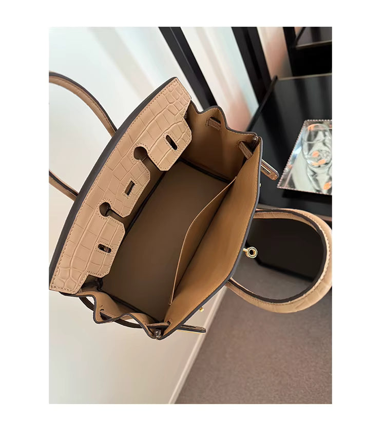 Milktea Matte Croc Handbag