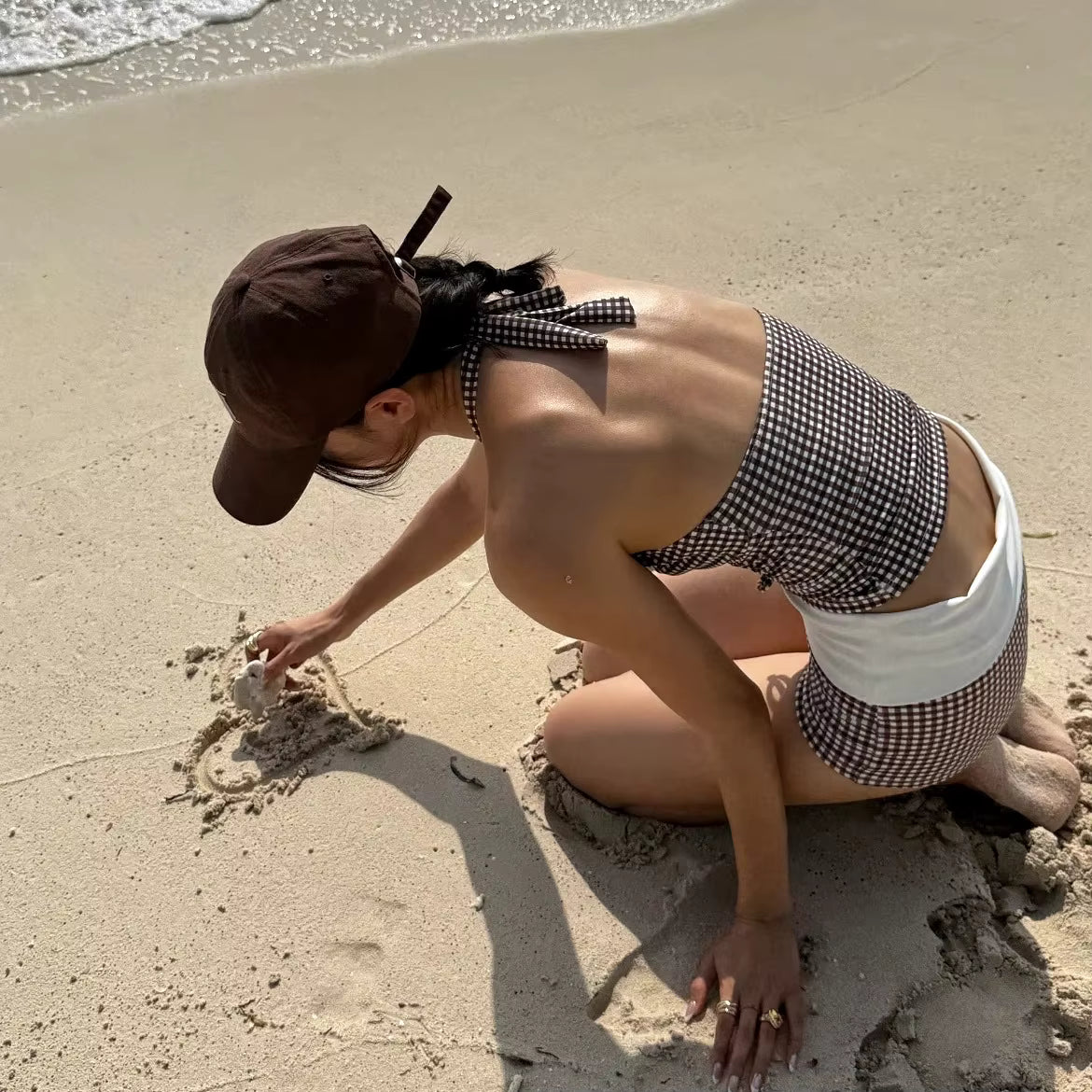 Summer Block Plaid Bikini Set