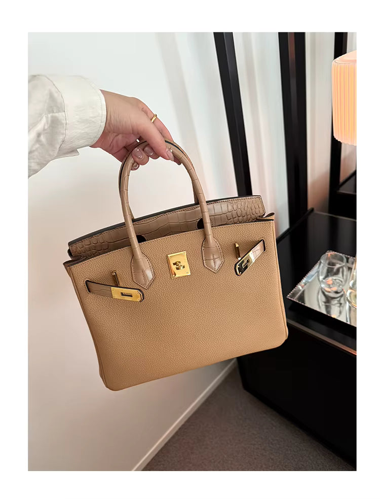 Milktea Matte Croc Handbag