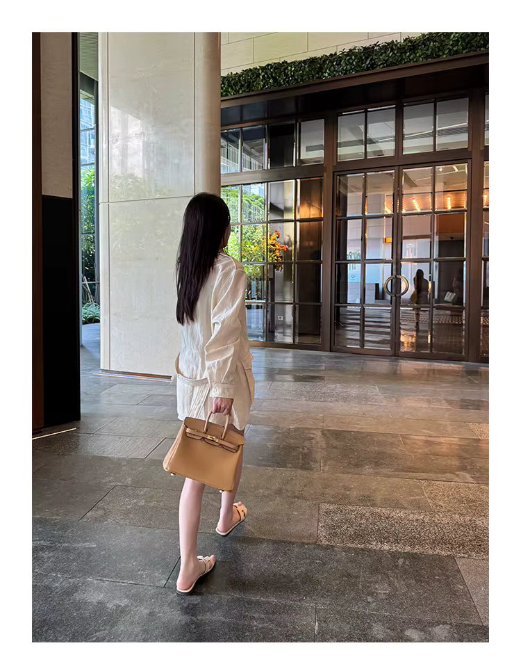 Milktea Matte Croc Handbag