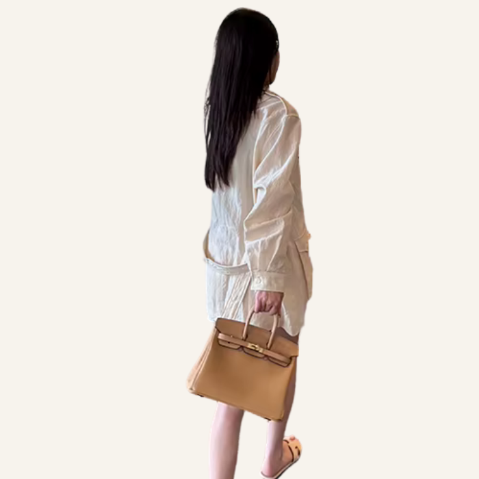 Milktea Matte Croc Handbag