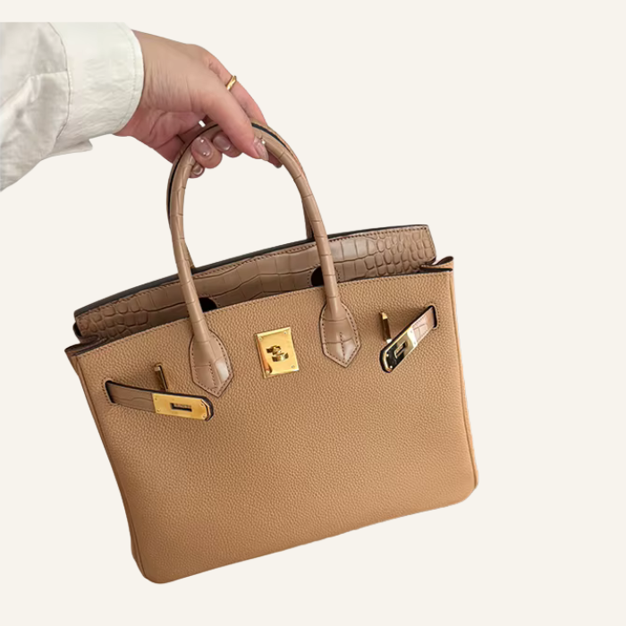 Milktea Matte Croc Handbag